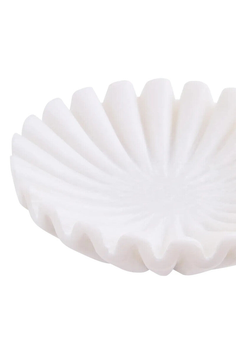 Savio White Fluted Marble Trinket Bowl