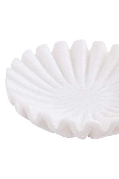 Savio White Fluted Marble Trinket Bowl