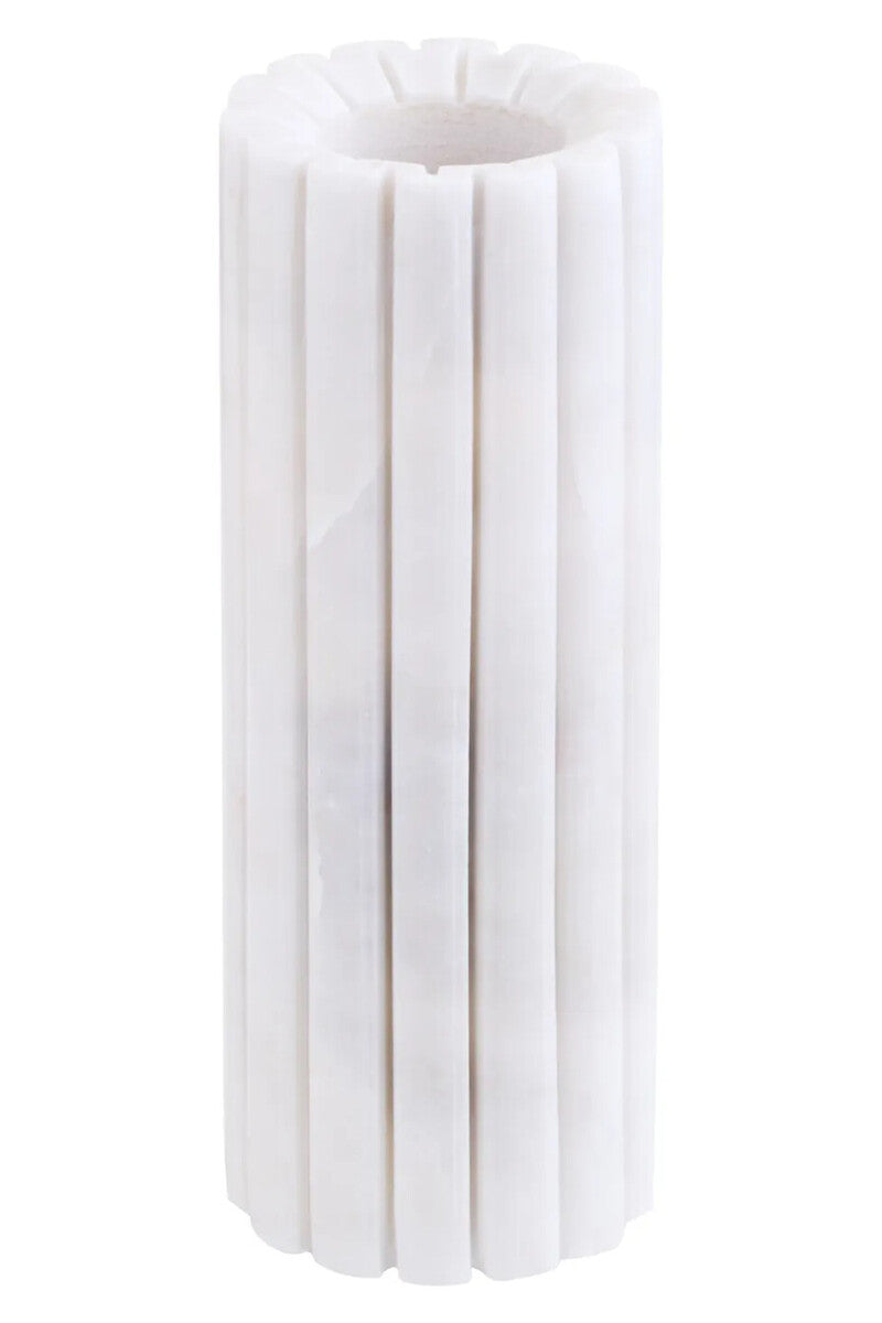 Savio White Fluted Marble Vase