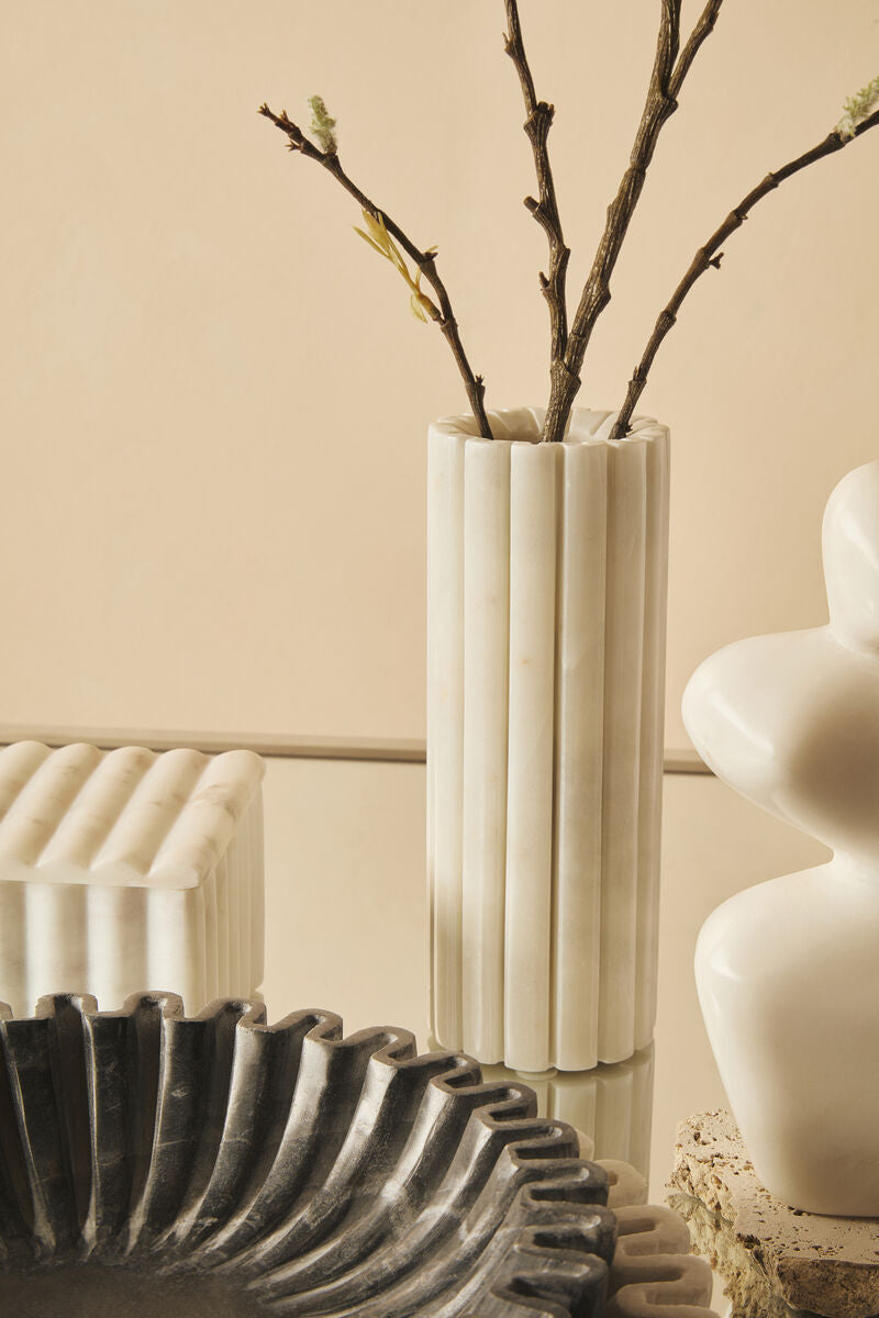 White Fluted Marble Vase | Savio