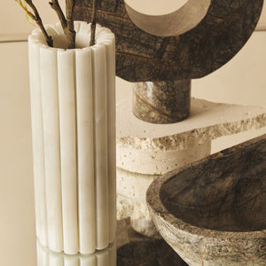 White Fluted Marble Vase | Savio