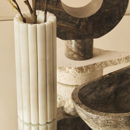 White Fluted Marble Vase | Savio