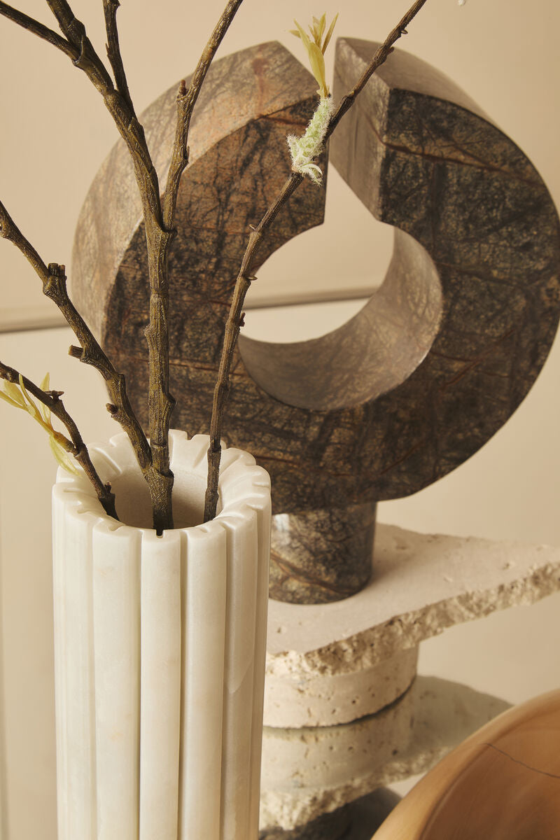 White Fluted Marble Vase | Savio