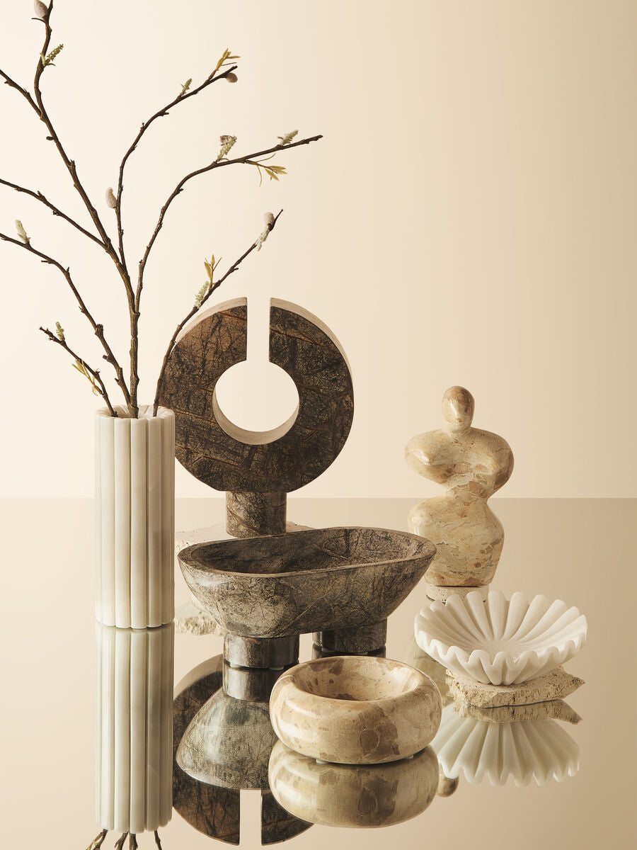 White Fluted Marble Vase | Savio