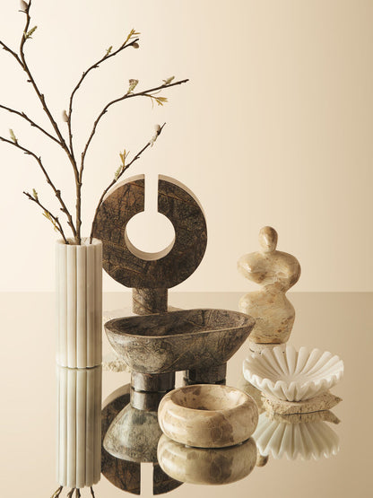 White Fluted Marble Vase | Savio