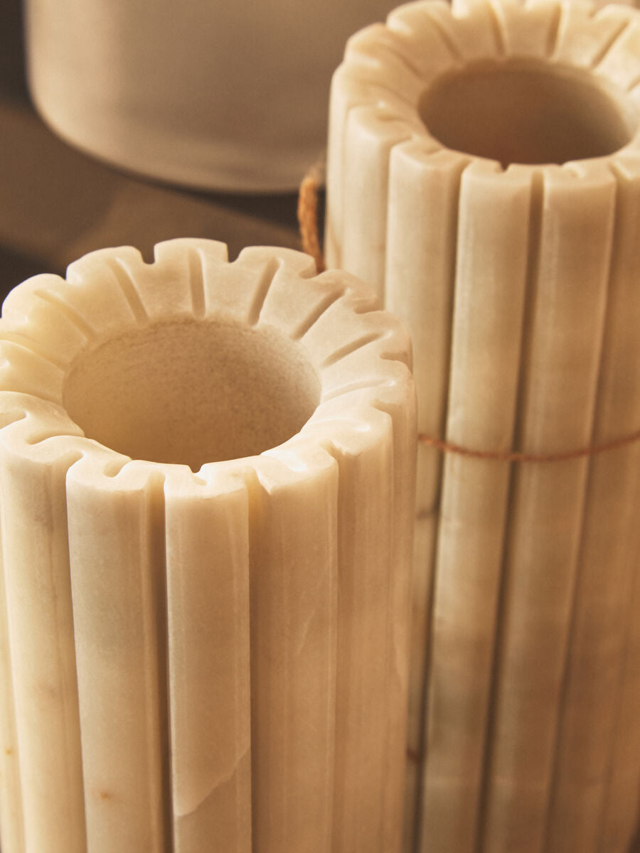 White Fluted Marble Vase | Savio