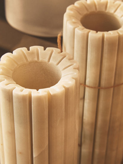 White Fluted Marble Vase | Savio