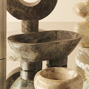 Forest Green Marble Pedestal Bowl | Fazio