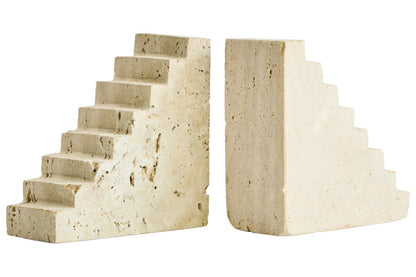 Tibor Travertine Set of Two Stair Design Bookends
