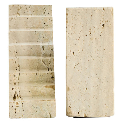 Tibor Travertine Set of Two Stair Design Bookends