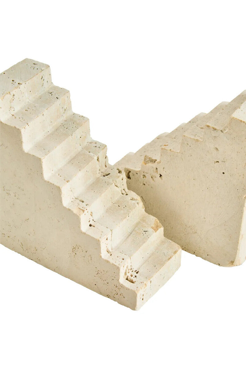 Travertine Set of Two Stair Design Bookends | Tibor