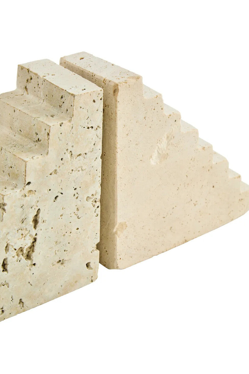 Travertine Set of Two Stair Design Bookends | Tibor