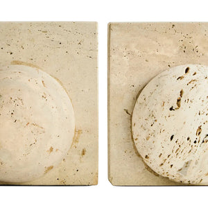 Travertine Set of Two Spherical Bookends | Tibor