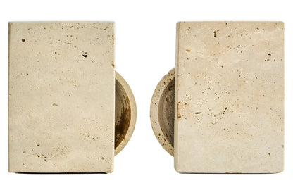 Tibor Travertine Set of Two Spherical Bookends