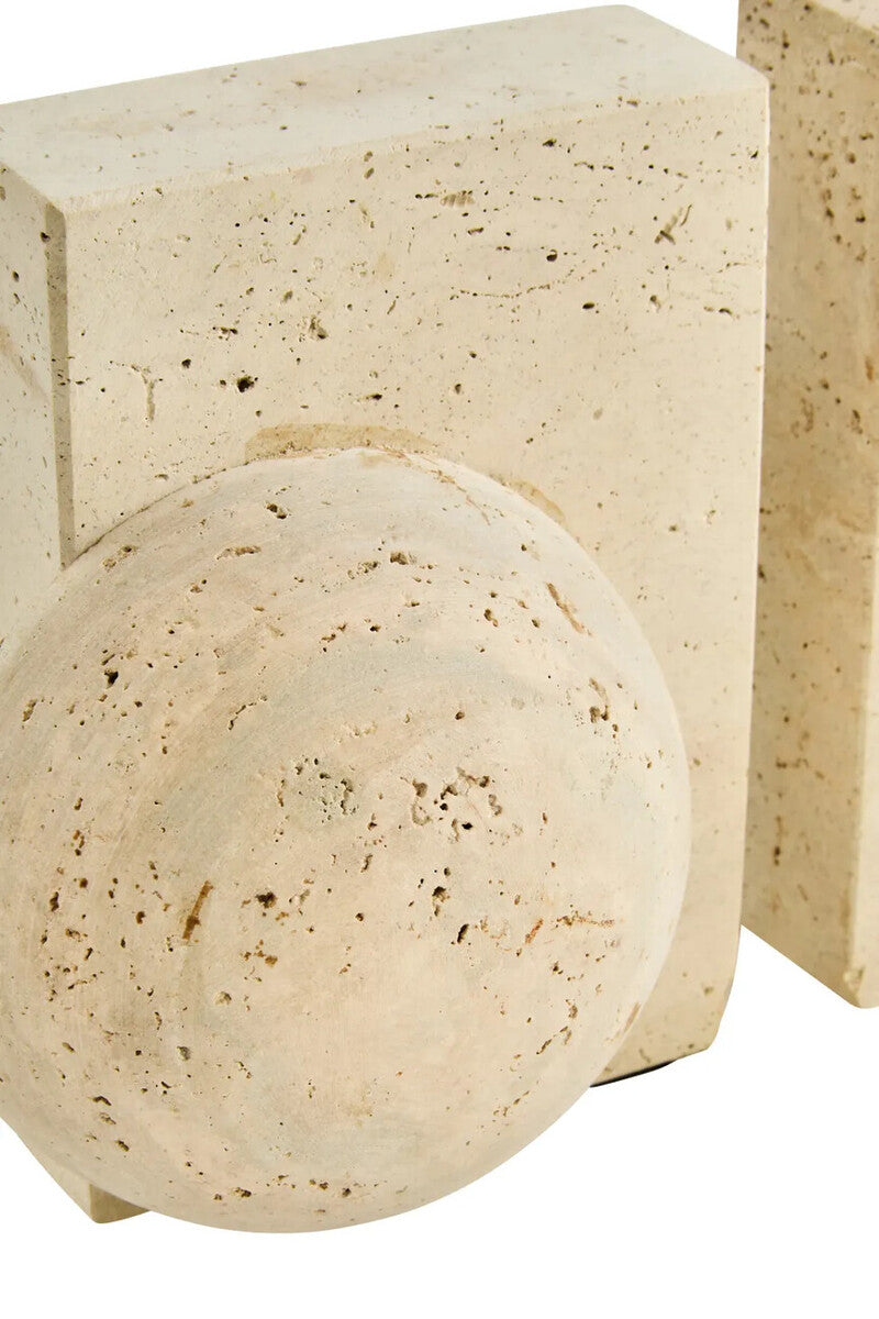 Travertine Set of Two Spherical Bookends | Tibor