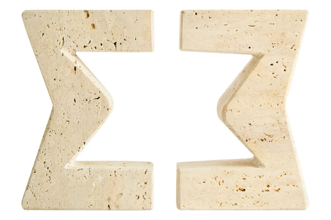 Tibor Travertine Set of Two Sigma Bookends