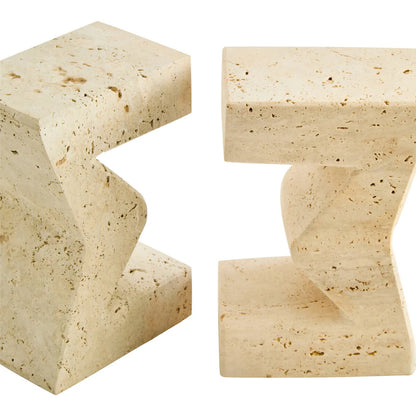 Tibor Travertine Set of Two Sigma Bookends
