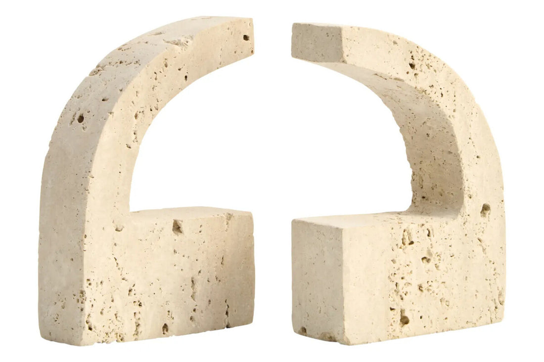 Tibor Travertine Set of Two Comma Bookends