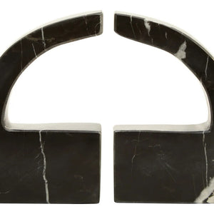 Black and White Marble Set of Two Comma Bookends | Zoro