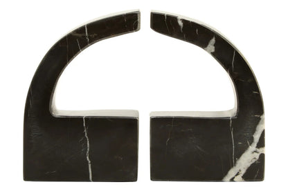 Black and White Marble Set of Two Comma Bookends | Zoro