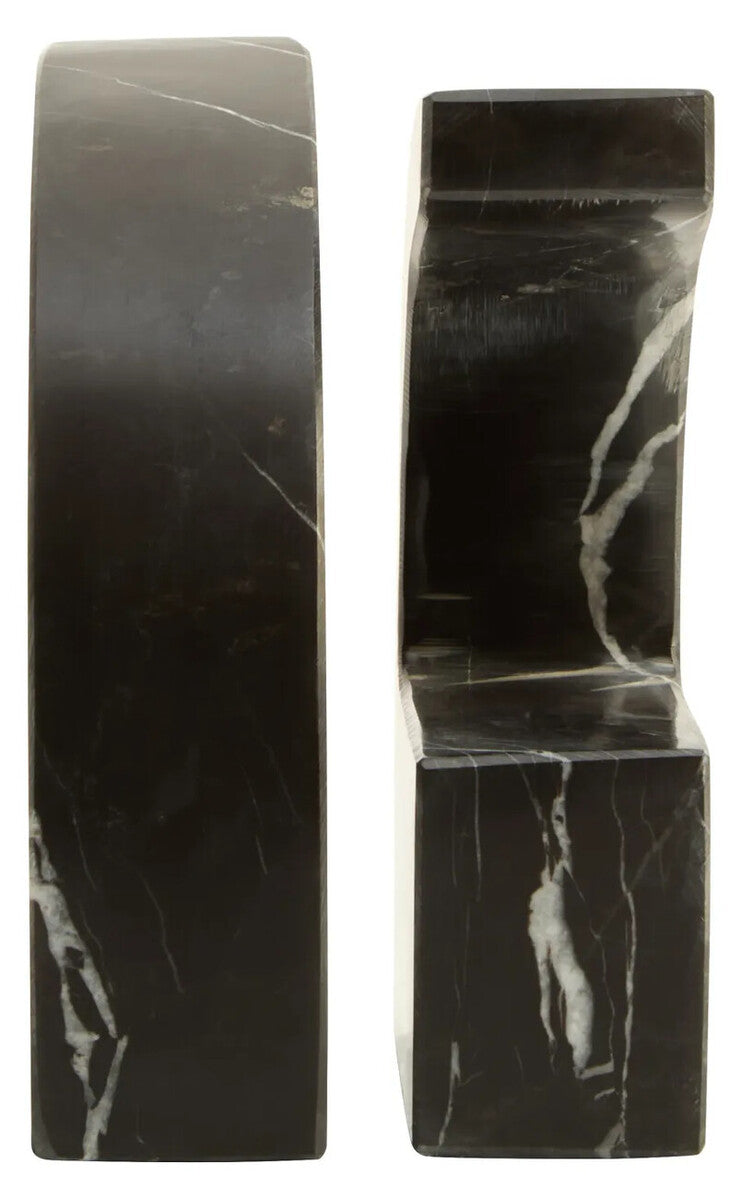 Black and White Marble Set of Two Comma Bookends | Zoro