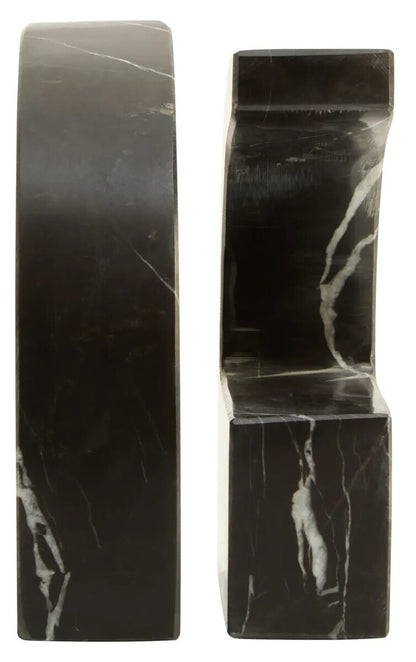 Black and White Marble Set of Two Comma Bookends | Zoro
