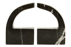 Black and White Marble Set of Two Comma Bookends | Zoro