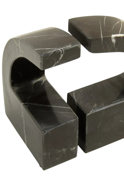 Black and White Marble Set of Two Comma Bookends | Zoro