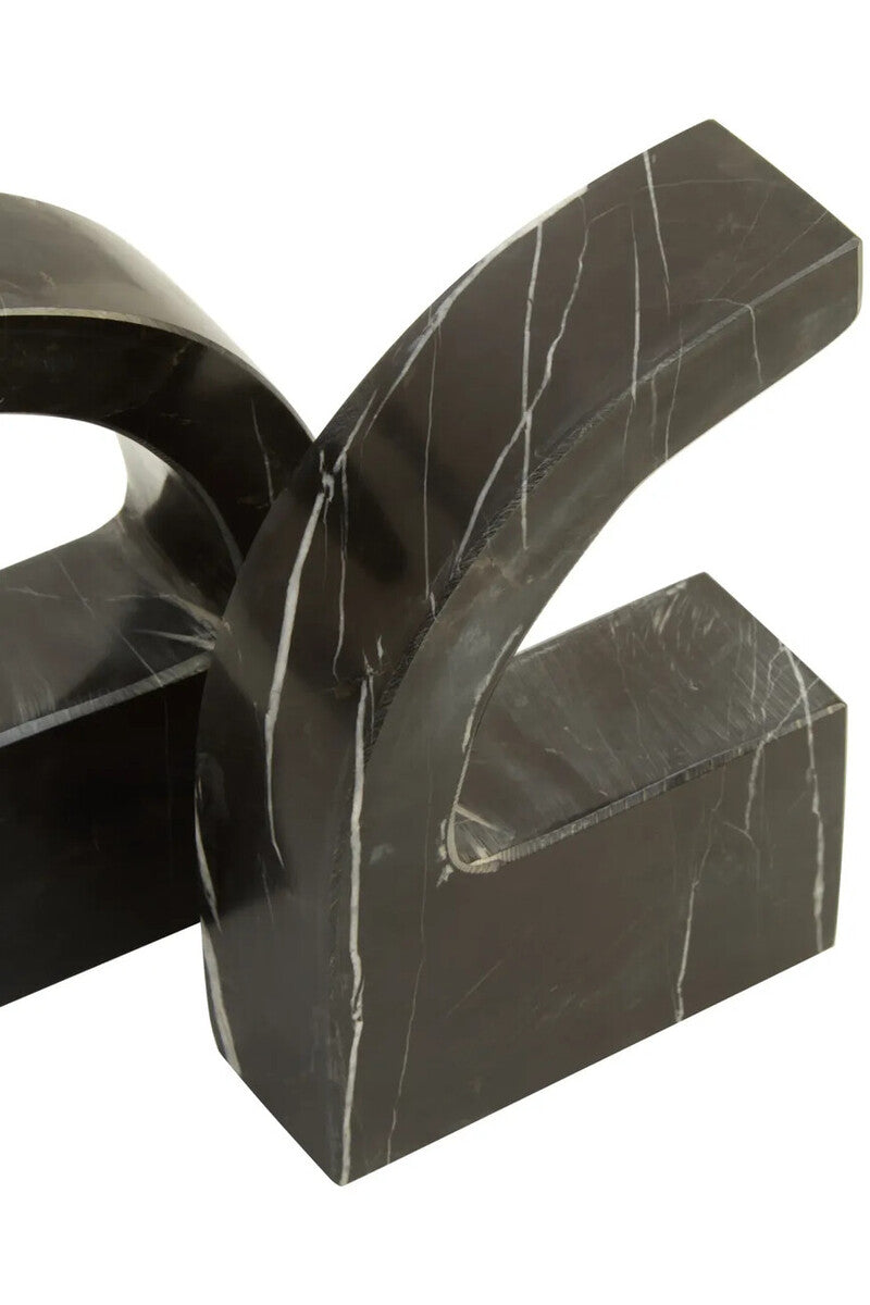 Black and White Marble Set of Two Comma Bookends | Zoro