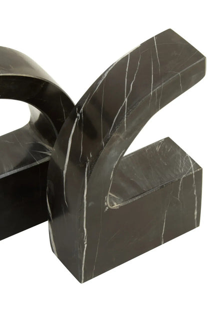 Black and White Marble Set of Two Comma Bookends | Zoro