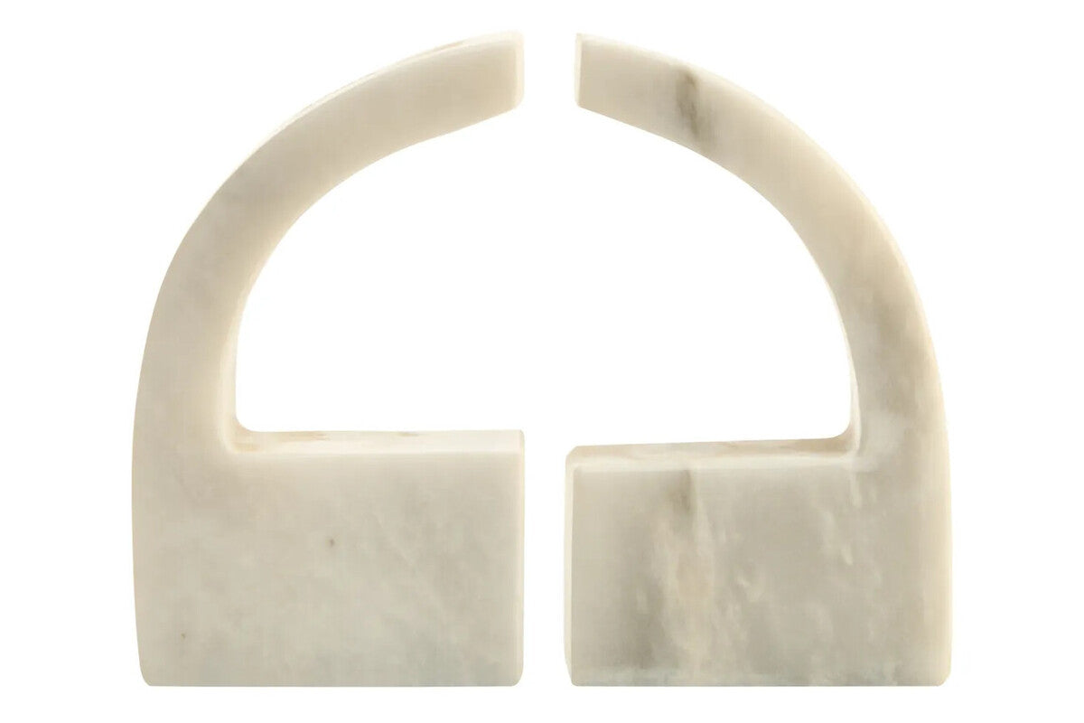 Zoro White Marble Set of Two Comma Bookends