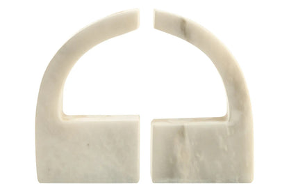 Zoro White Marble Set of Two Comma Bookends
