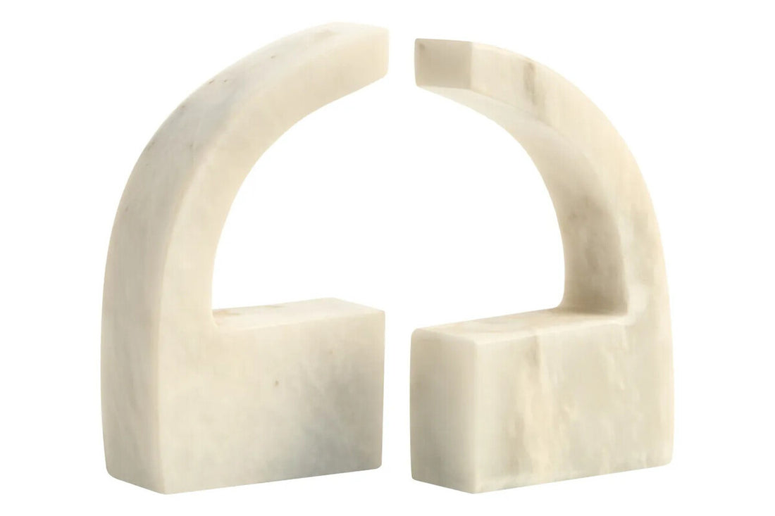 Zoro White Marble Set of Two Comma Bookends