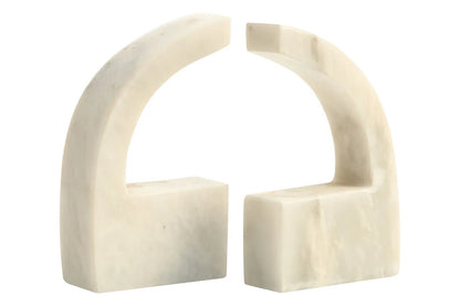 Zoro White Marble Set of Two Comma Bookends