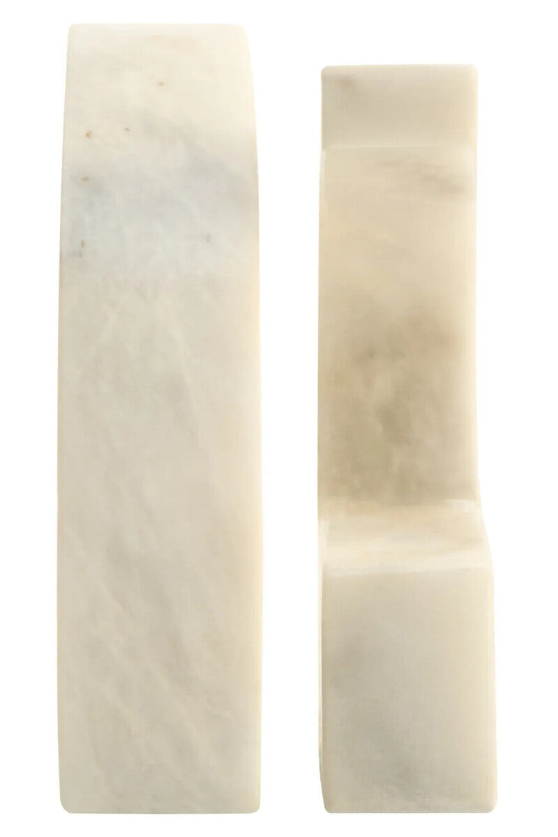 Zoro White Marble Set of Two Comma Bookends
