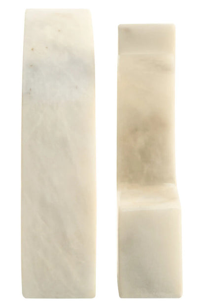 Zoro White Marble Set of Two Comma Bookends