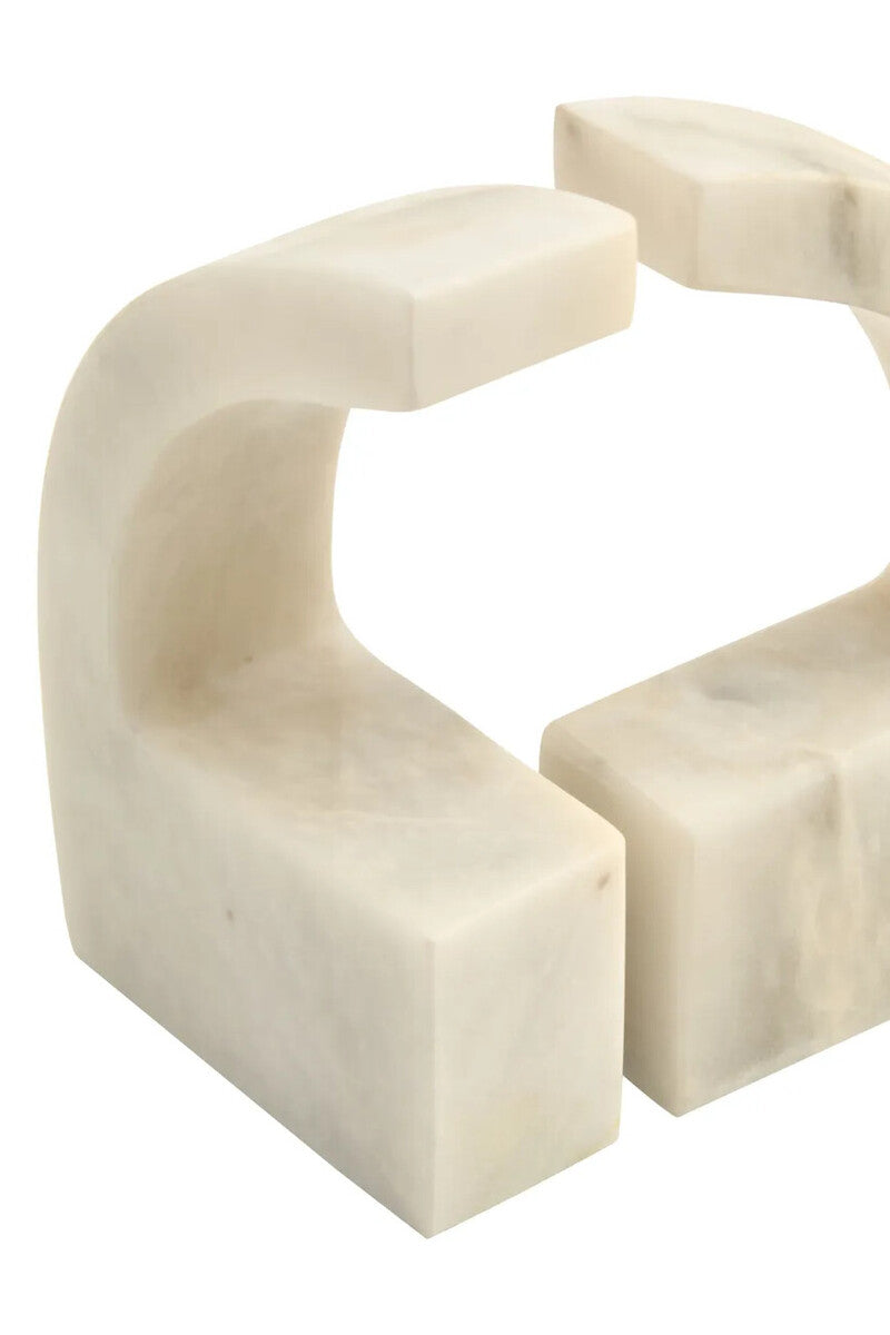 Zoro White Marble Set of Two Comma Bookends