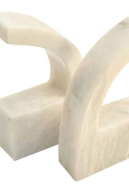Zoro White Marble Set of Two Comma Bookends