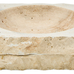 Travertine Rough Edge Square Bowl | Tibor