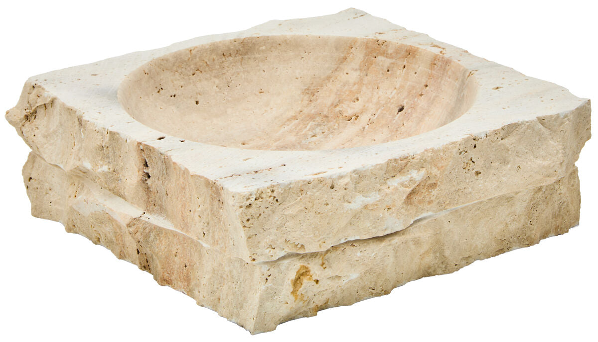 Tibor Travertine Rough Edge Square Bowl