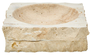 Tibor Travertine Rough Edge Square Bowl
