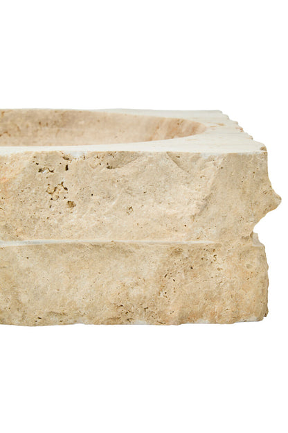 Tibor Travertine Rough Edge Square Bowl