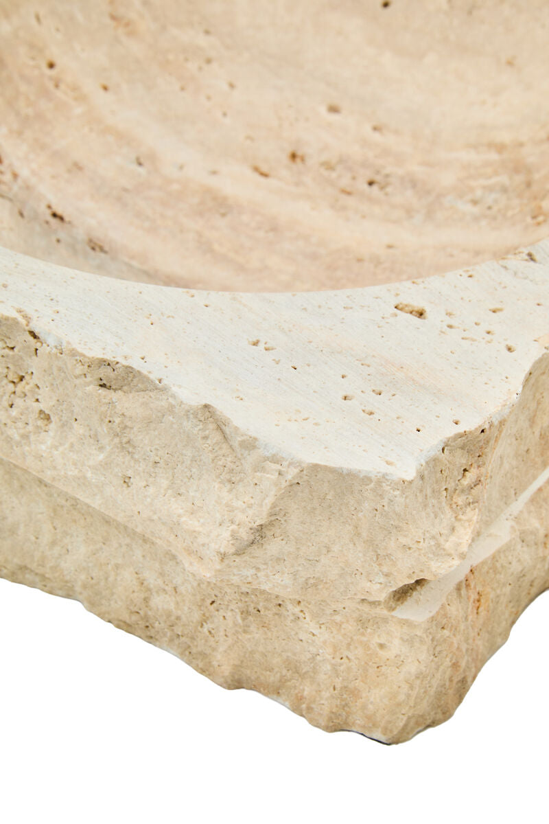 Tibor Travertine Rough Edge Square Bowl