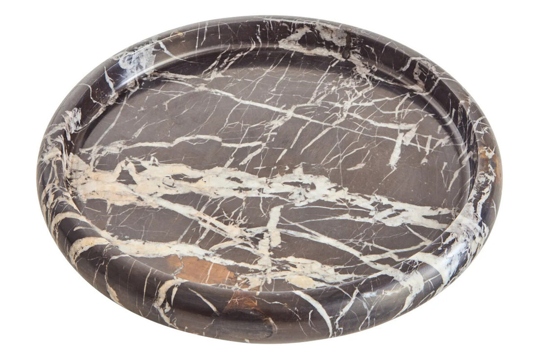 Zoro Black and White Marble Round Tray