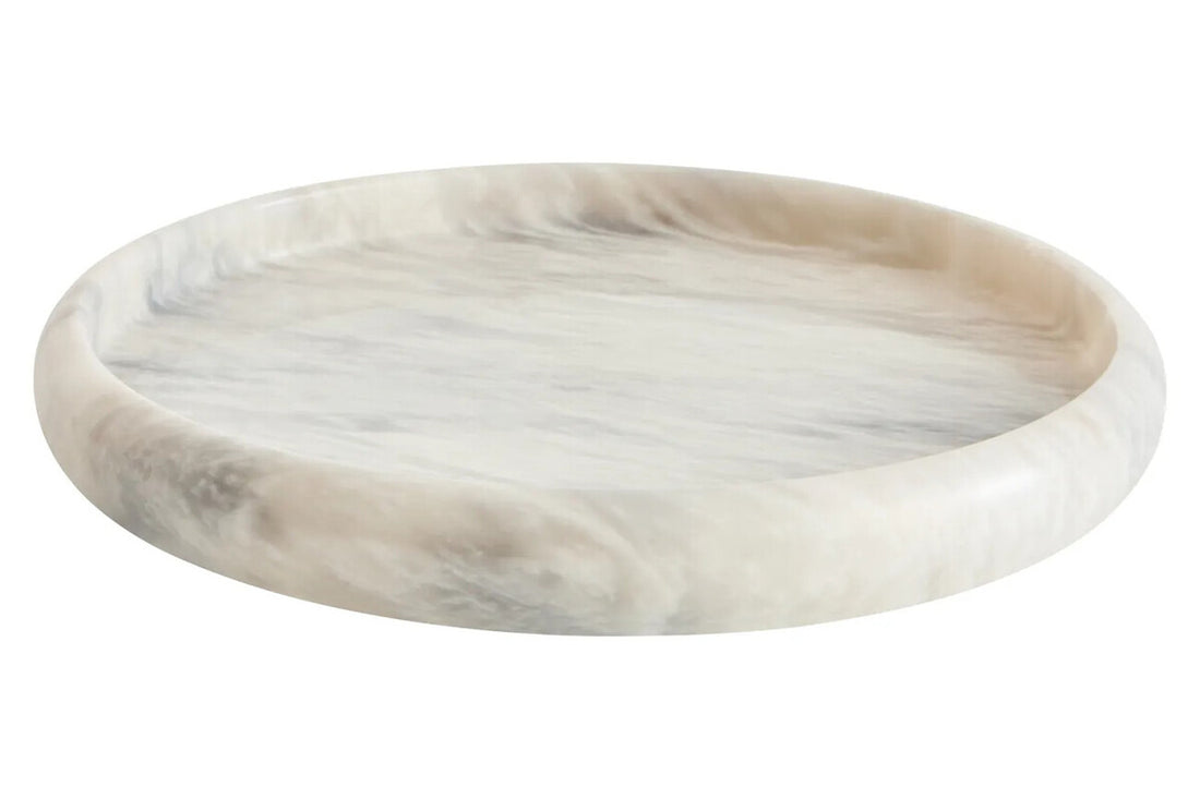 Zoro White Marble Round Tray