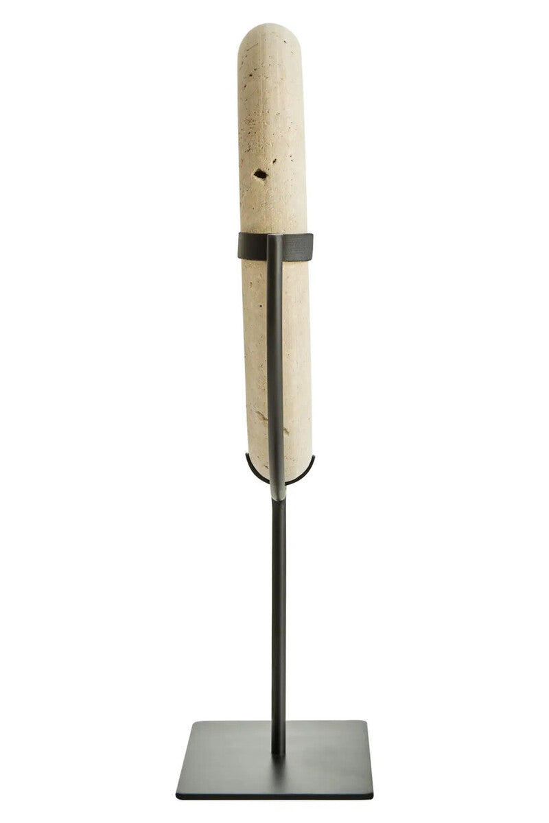 Travertine Ring Sculpture on Metal Stand | Tibor