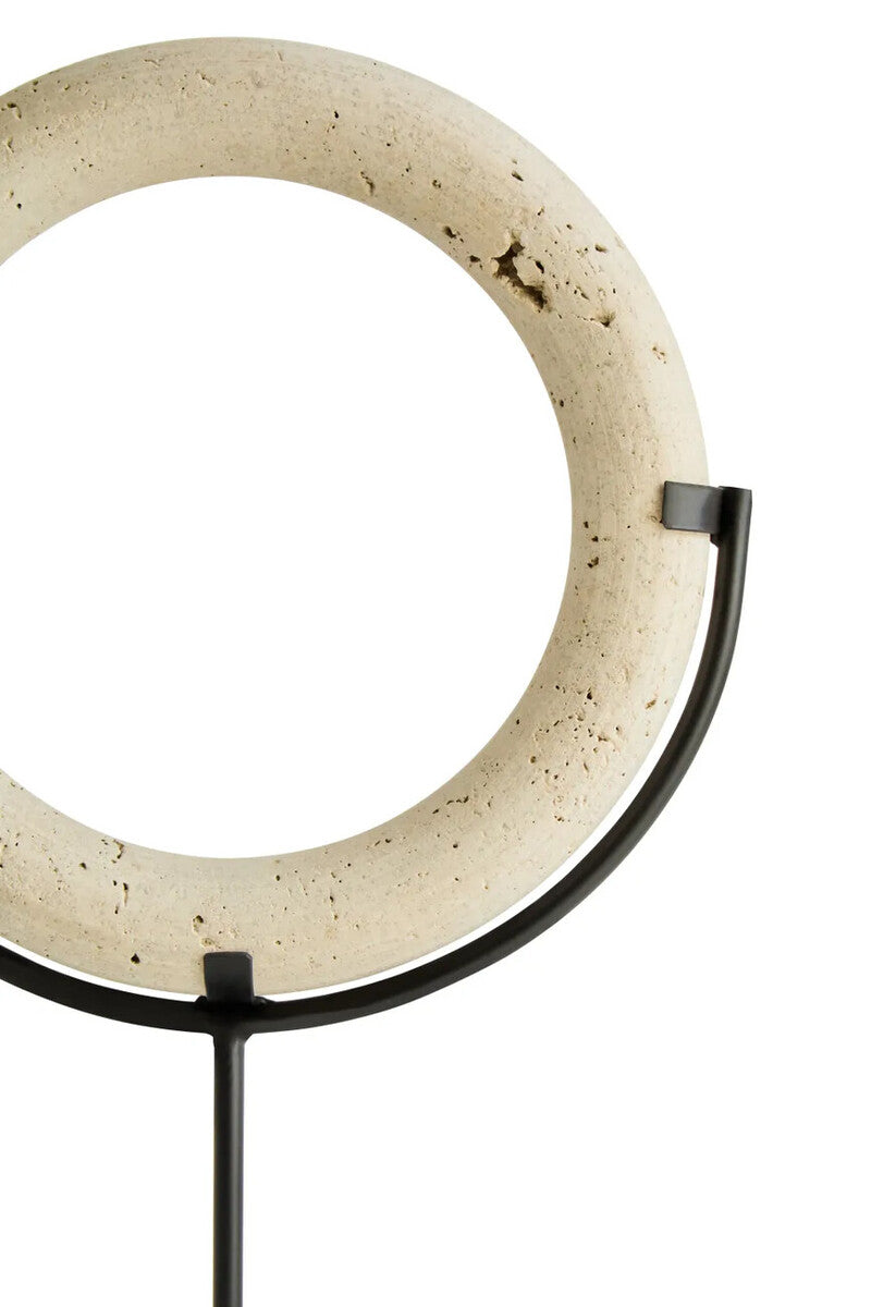 Travertine Ring Sculpture on Metal Stand | Tibor