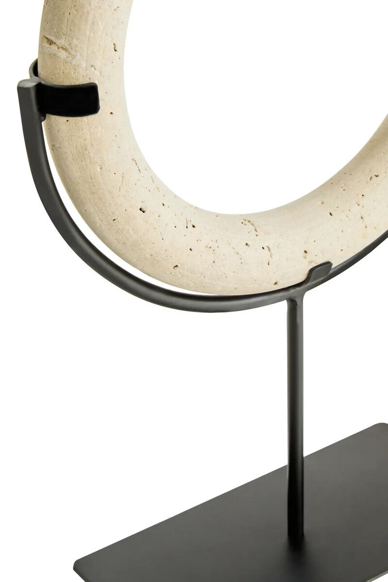 Travertine Ring Sculpture on Metal Stand | Tibor