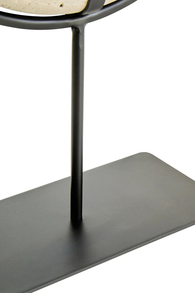 Travertine Ring Sculpture on Metal Stand | Tibor