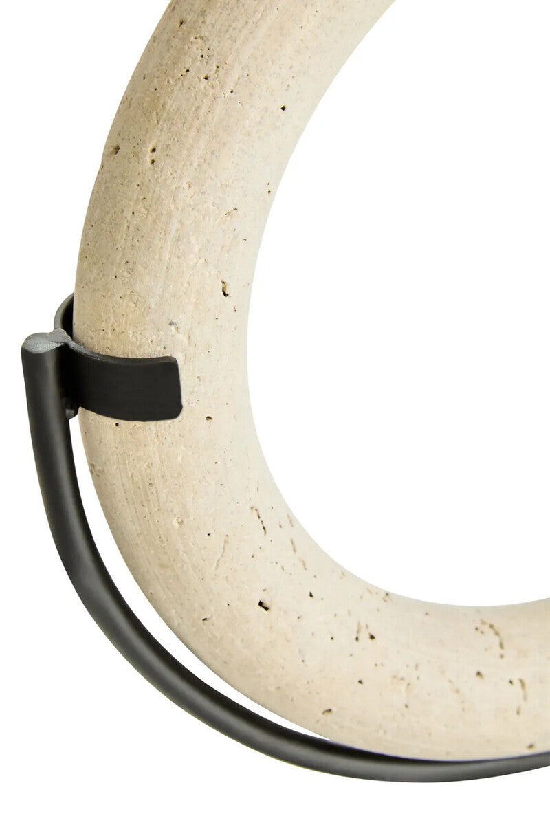 Travertine Ring Sculpture on Metal Stand | Tibor
